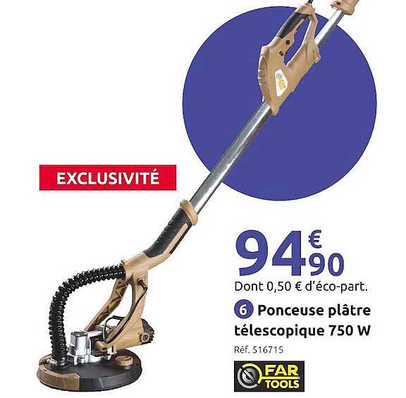 ponceuse plâtre télescopique 750w far tools