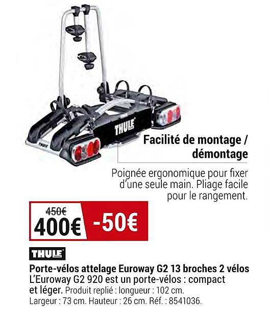 porte-vélos attelage euroway g2 13 broches 2 vélos thule