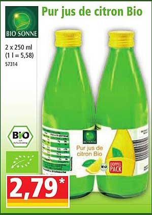 pur jus de citron bio sonne
