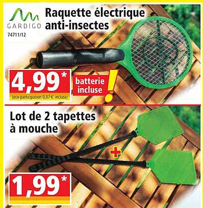 raquette électrique anti-insectes gardigo, lot de 2 tapettes à mouches