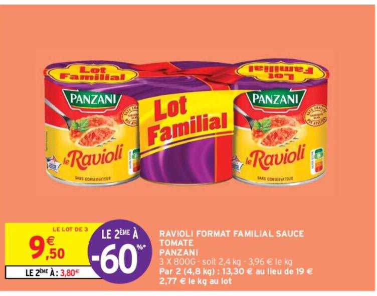 ravioli format familial sauce tomate panzani