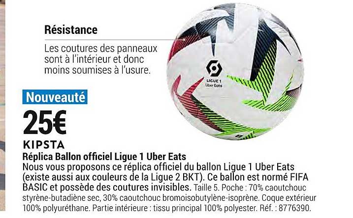 réplica ballon officiel ligue 1 uber eats kipsta