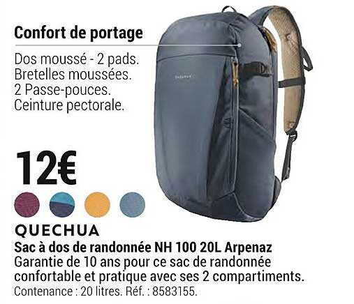Sac à Dos De Randonnée Nh 100 20l Arpenaz Quechua
