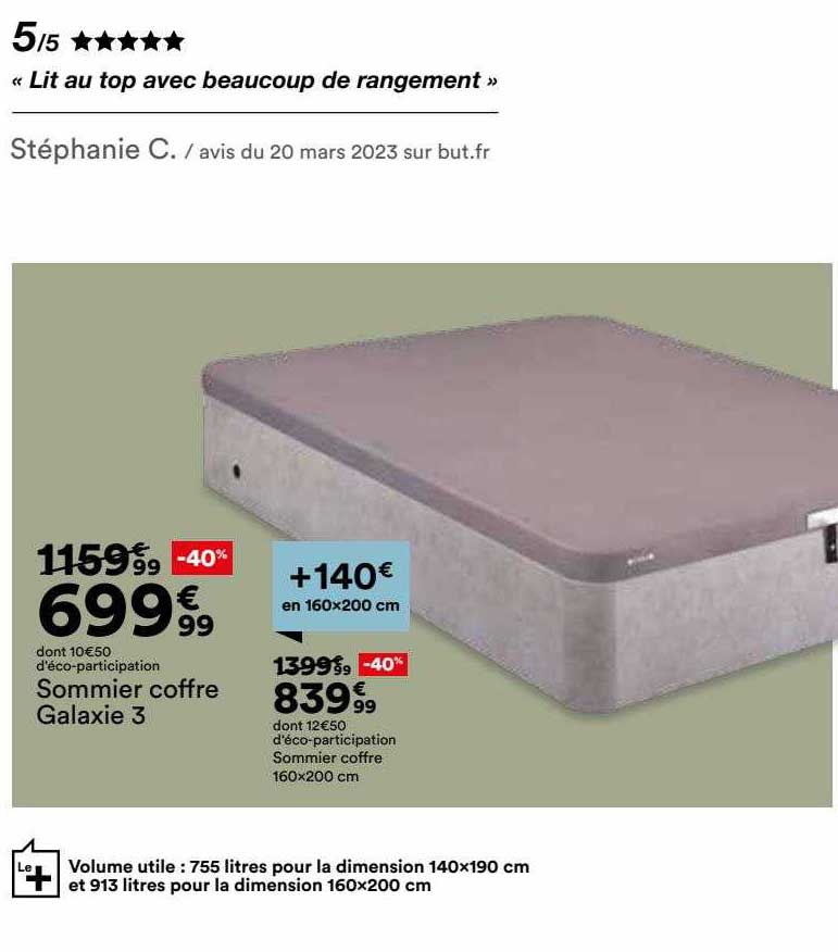 sommier coffre galaxie 160 x 200 cm