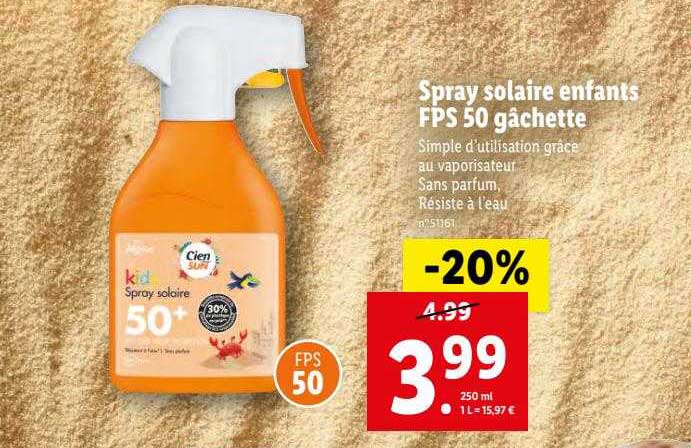 spray solaire enfants fps 50 gâchette cien sun