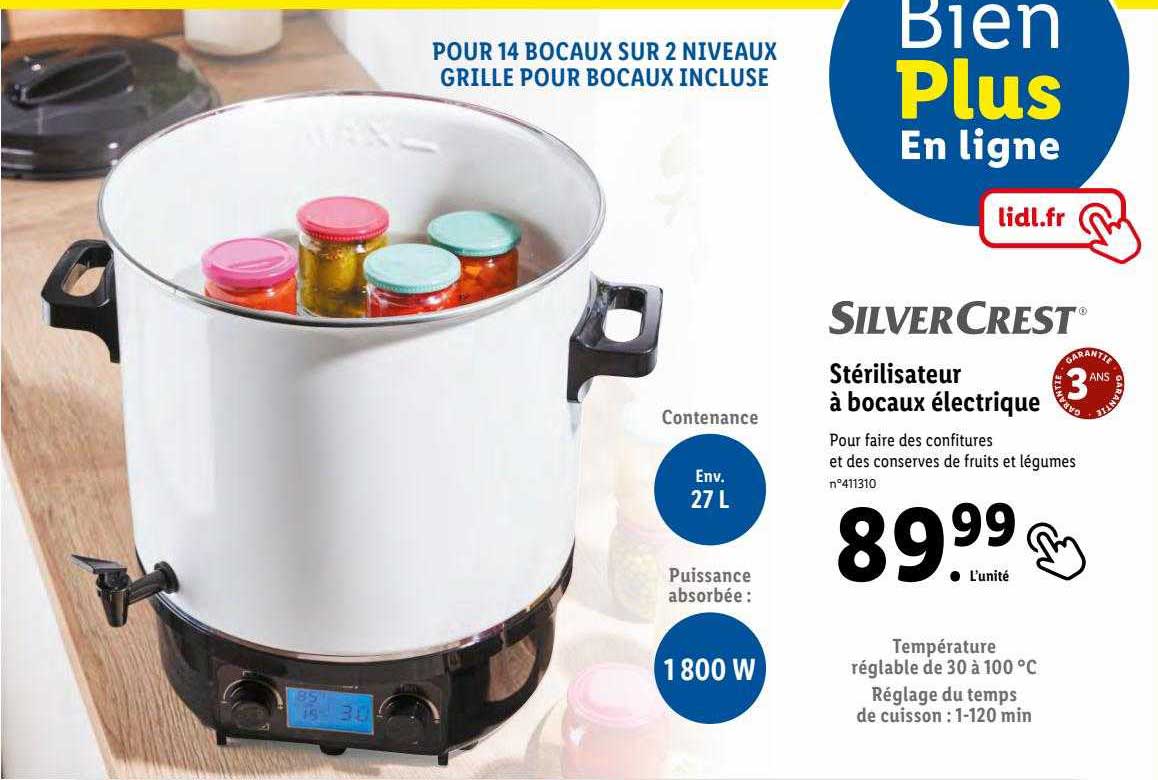 stérilisateur à bocaux électrique silver crest