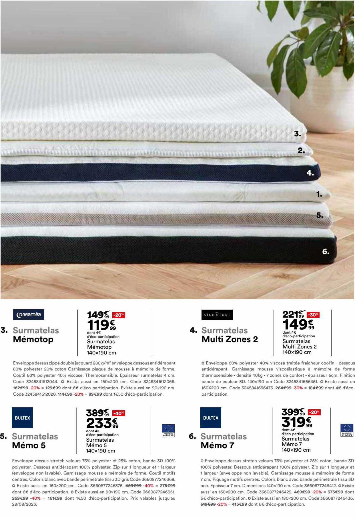 surmatelas mémotop, surmatelas mémotop 140 x 190 cm, surmatelas surmatelas multi zones 2 140 x 180 cm, surmatelas mémo 5 140 x 190, surmatelas mémo 7 140 x 190 cm