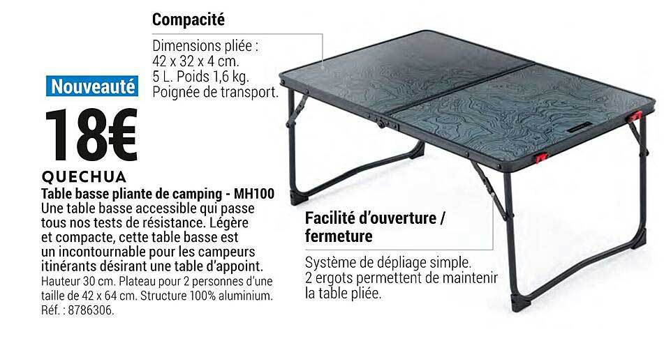 Table Basse Pliante De Camping - Mh100 Quechua