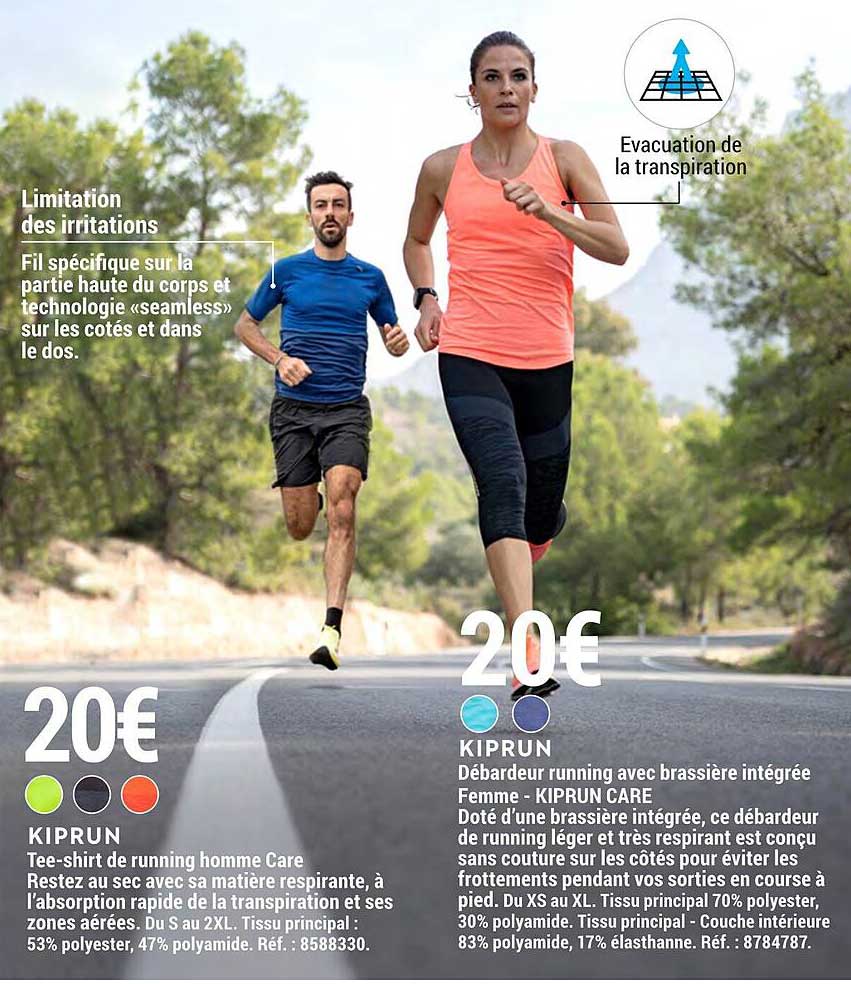 Tee-shirt De Running Homme Care Kiprun, Débardeur Running Avec Brassière Intégrée Femme - Kiprun Care