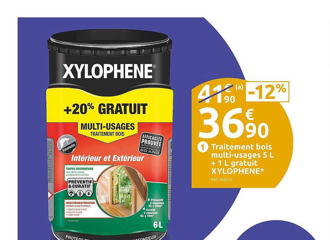 traitement bois multi-usages 5l + 1l gratuit xylophène
