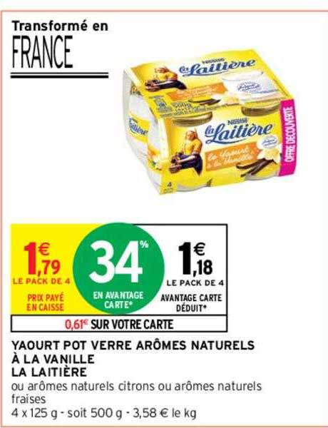 yaourt pot verre arômes naturels à la vanille la laitière