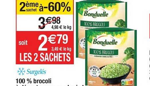100% brocoli à déguster comme du riz ! bonduelle 2ème sachet à -60% 2ème