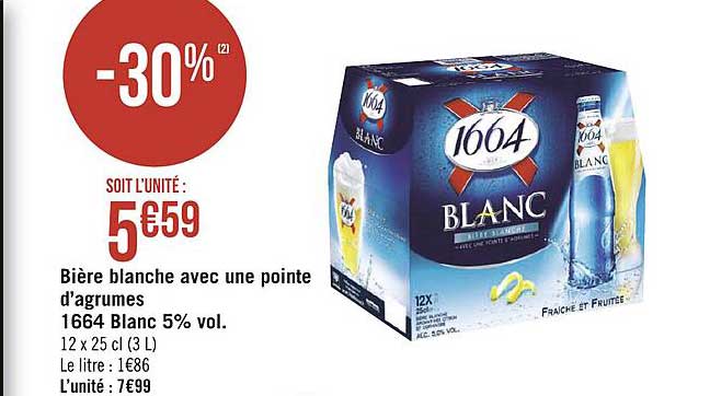 1664 blanc 5% vol. bière blanche avec une pointe d'agrumes