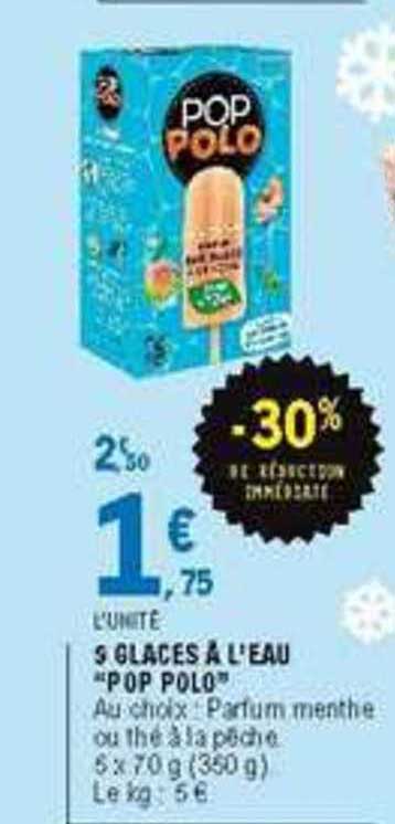9 glaces à l'eau pop polo -30% de réduction immédiate