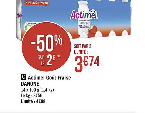 Actimel Goût Fraise Danone