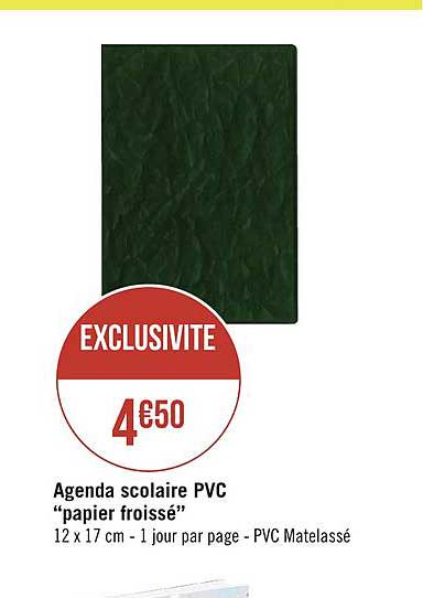 agenda scolaire pvc papier froissé