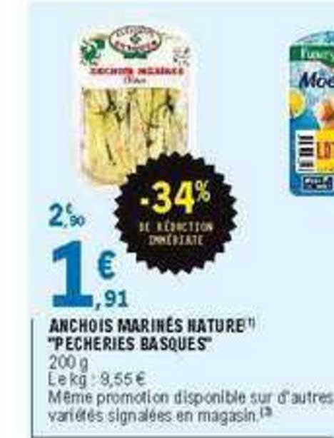 anchois marinés nature pêcheries basques -34% de réduction immédiate