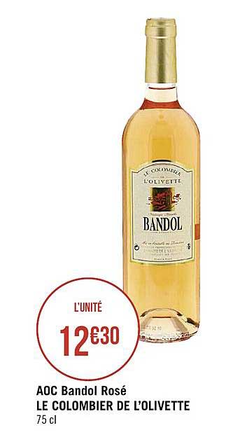 aoc bandol rosé le colombier de l'olivette