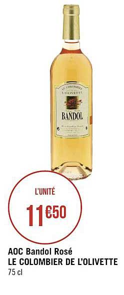 aoc bandol rosé le colombier de l'olivette