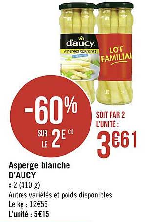 asperge blanche d'aucy -60% sur le 2e
