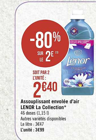 assouplissant envolée d'air lenor la collection -80% sur le 2e