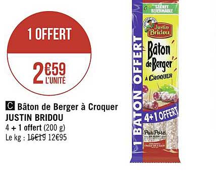bâton de berger à croquer justin bridou