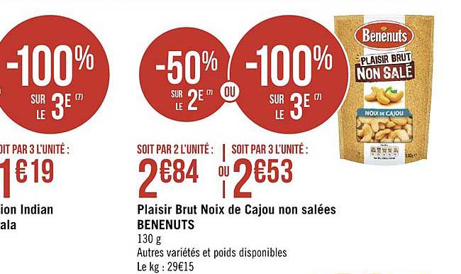 benenuts plaisir brut noix de cajou non salées