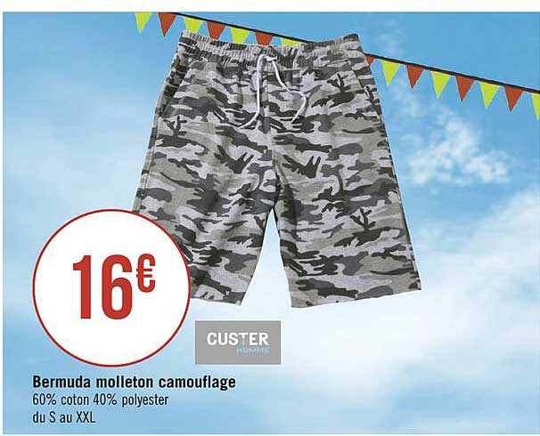 bermuda molleton camouflage custer homme