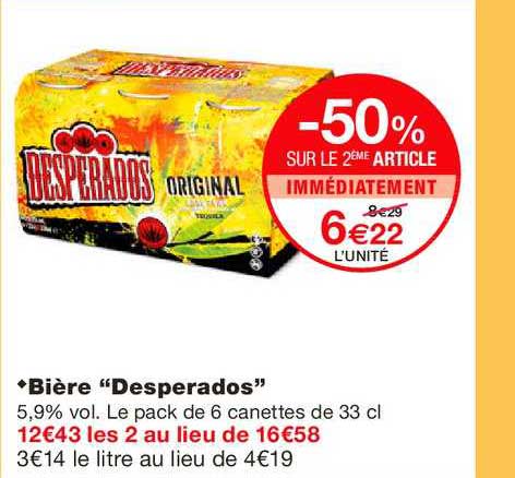 Bière Desperados -50% Sur Le 2ème Article