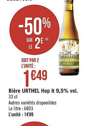 bière urthel hop it 9.5% vol. -50% sur le 2e