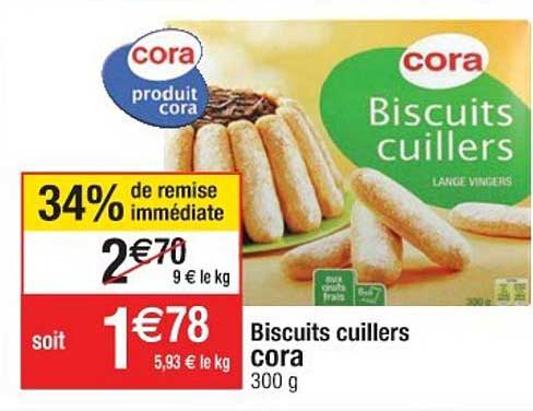 biscuits cuillers cora 34% de remise immédiate