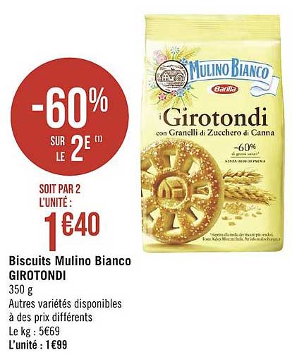 biscuits mulino bianco girotondi -60% sur le 2e
