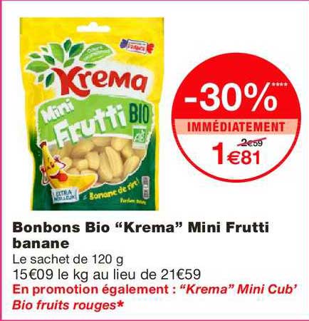 bonbons bio krema mini frutti banane