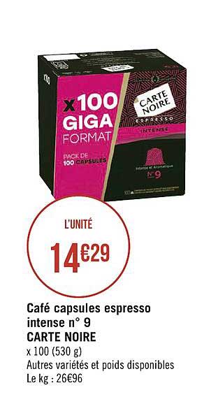 café capsules espresso intense n° 9 carte noire