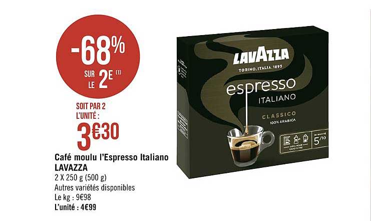 Café Moulu Espresso Italiano Lavazza -68% Sur Le 2e