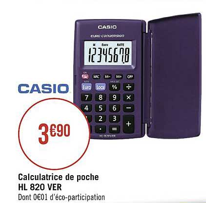 calculatrice de poche hl 820 ver casio