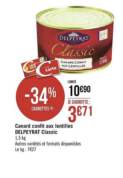 Canard Confit Aux Lentilles Delpeyrat Classic