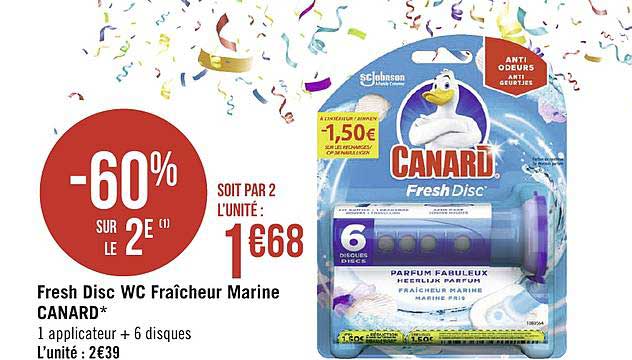 canard fresh disc wc fraîcheur marine -60% sur le 2e