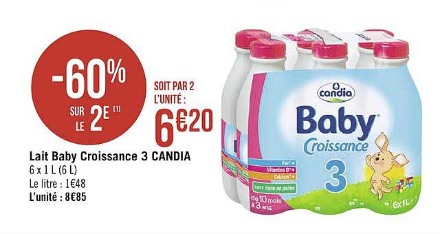 Candia Lait Baby Croissance 3 -60% Sur Le 2e