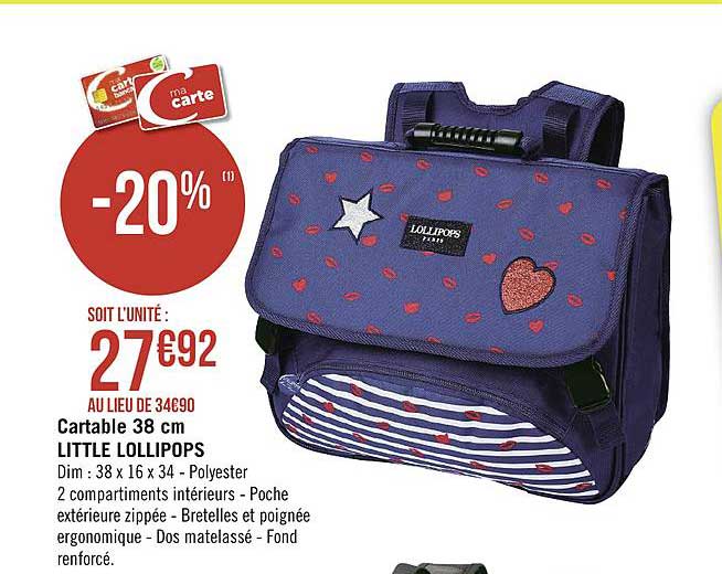 cartable 38 cm little lollipops