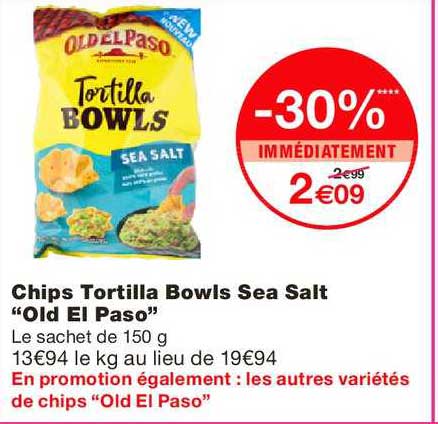 chips tortilla bowls sea salt old el paso