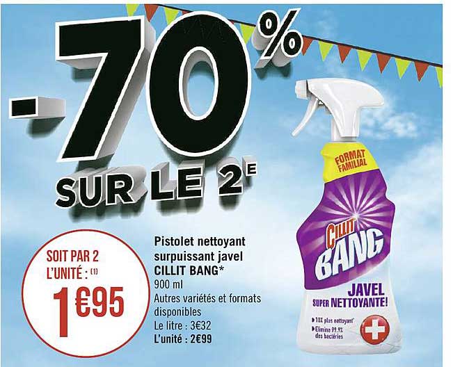 cillit bang pistolet nettoyant surpuissant javel -70% sur le 2e