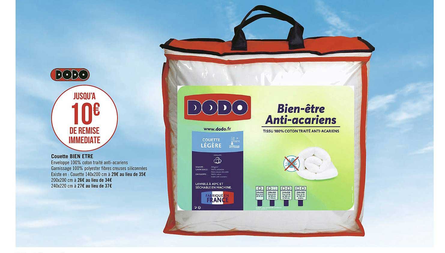 couette bien être anti acariens dodo
