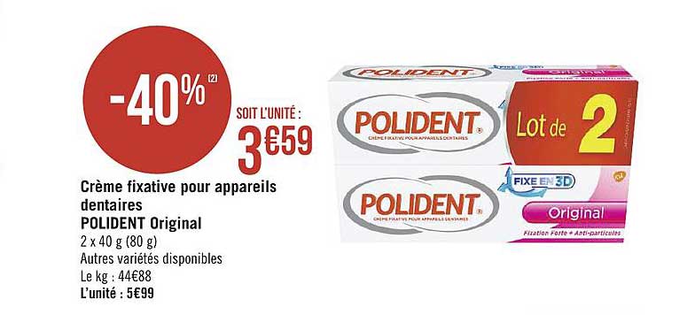 crème fixative pour appareils dentaires polident original