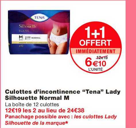 culottes d'incontinence lady tena silhouette normal m