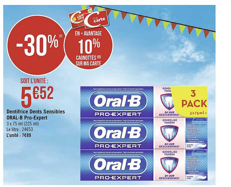 dentifrice dents sensibles oral b pro expert