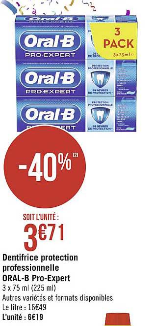 dentifrice protection professionnelle oral b pro expert