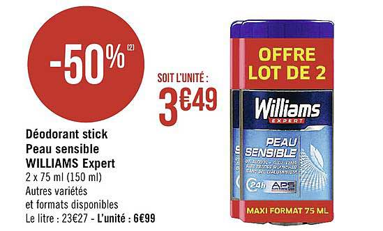 déodorant stick williams expert peau sensible