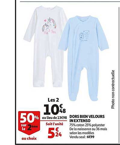 dors bien velours in extenso 50% sur le 2ème au choix