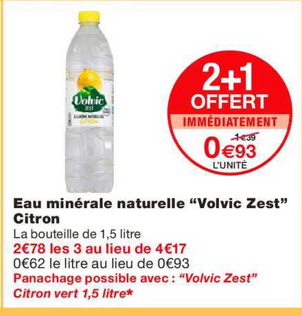 eau minérale naturelle volvic zest citron 2+1 offert